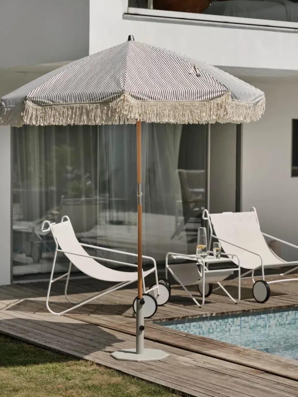 Discount Brafab Gatsby parasol, Grey stripe, Ø185 cm Beige