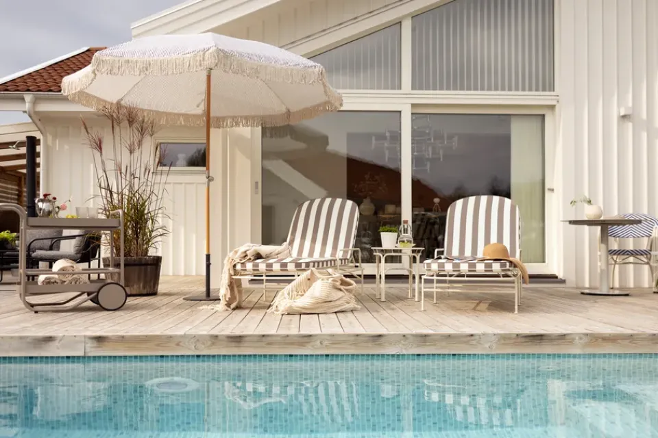 Best Brafab Gatsby parasol, stripe, Ø256 cm Grey
