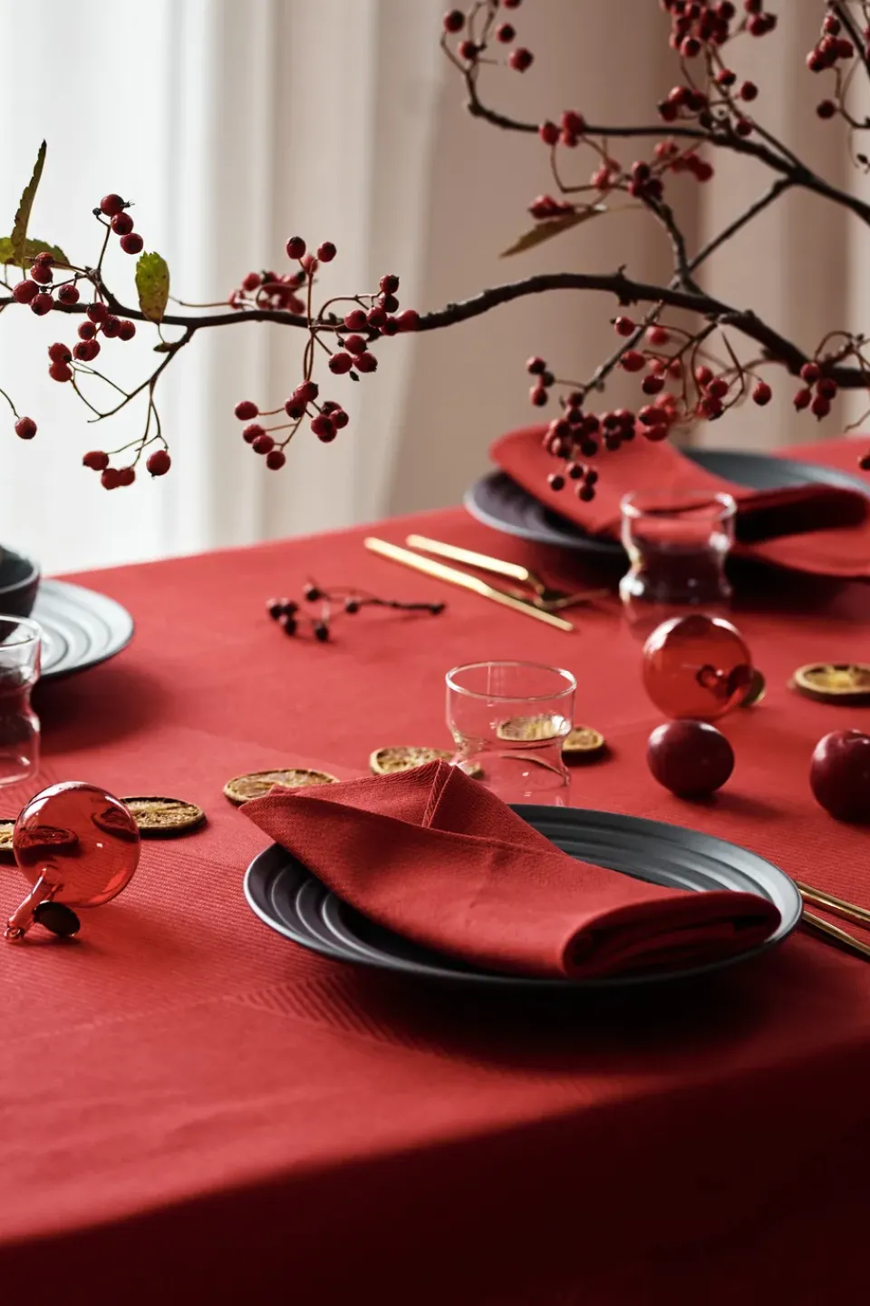 New NJRD Geometric tablecloth 147x250 cm, Red