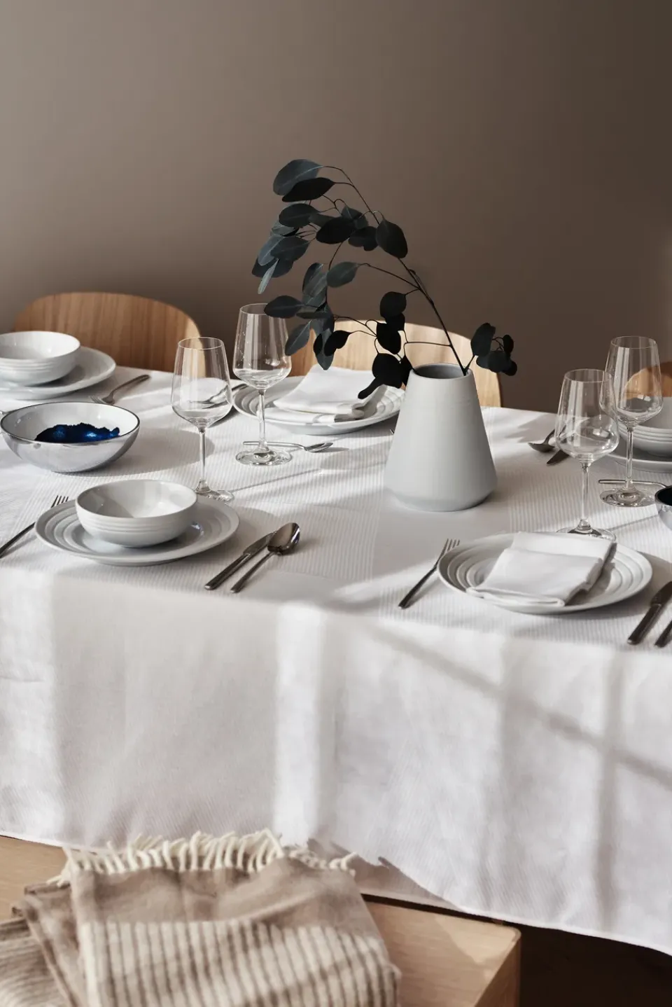 Hot NJRD Geometric tablecloth 147x250 cm, White