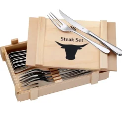 Steak Knives^WMF Geschenkidee BBQ cutlery 12 pieces, Stainless steel Silver-coloured