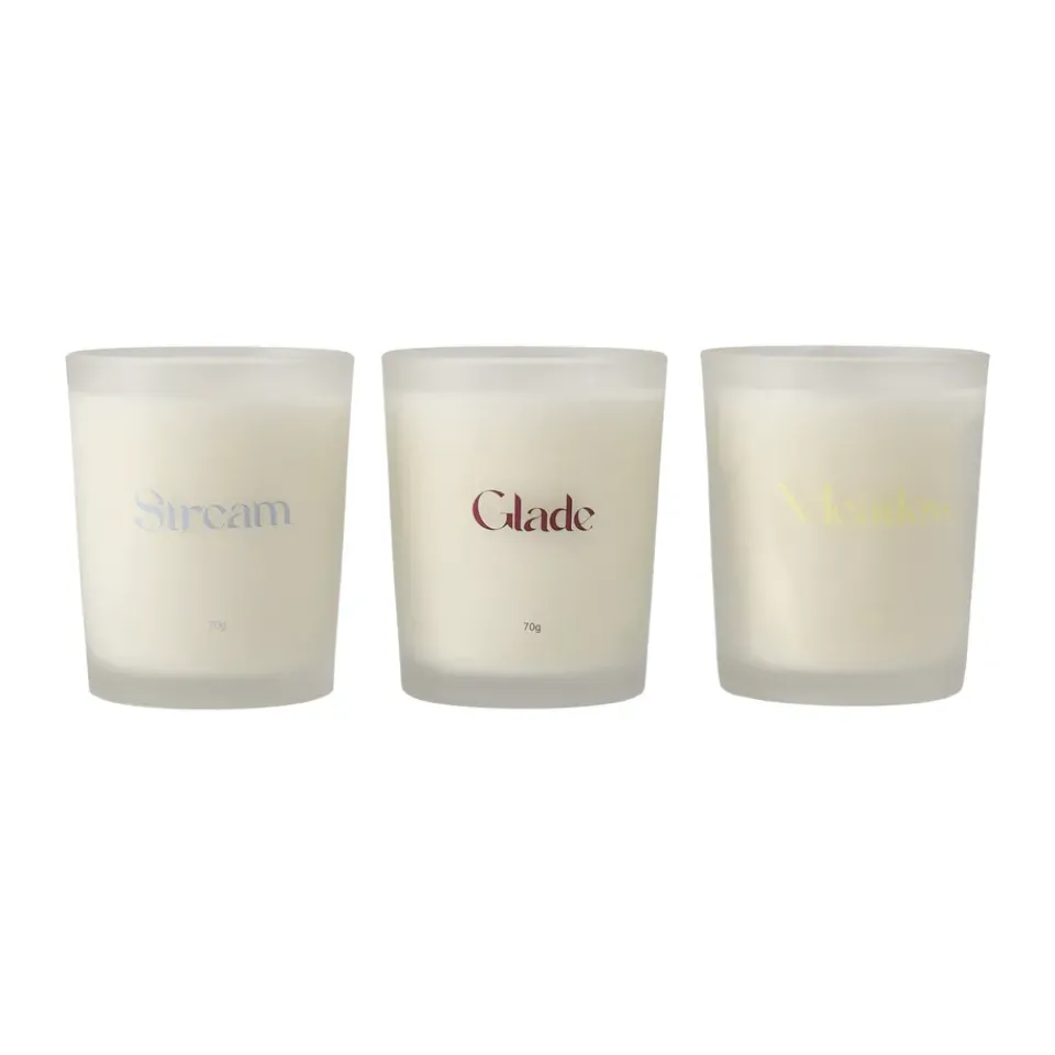 Scented Candles & Diffusers^Scandi Living Gift wrap scented candle 70g 3-pack, Stream/Glade/Meadow Multi