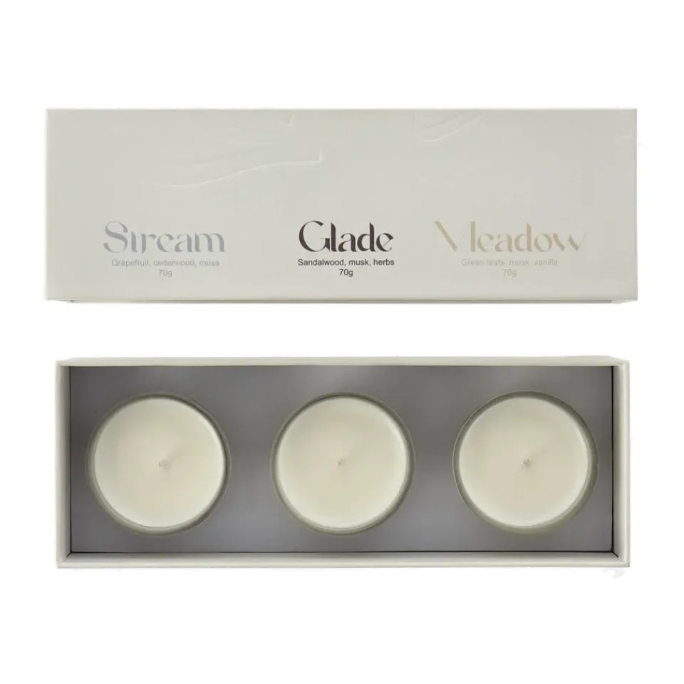 Scented Candles & Diffusers^Scandi Living Gift wrap scented candle 70g 3-pack, Stream/Glade/Meadow Multi