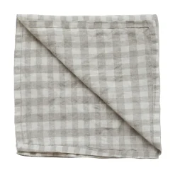 Linen & Cotton Napkins^Tell Me More Gingham checkered linen napkin 45x45 cm, Natural WhiteBeige