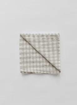 Linen & Cotton Napkins^Tell Me More Gingham checkered linen napkin 45x45 cm, Natural WhiteBeige