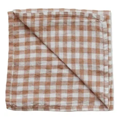 Linen & Cotton Napkins^Tell Me More Gingham checkered linen napkin 45x45 cm, Biscuit RedWhite