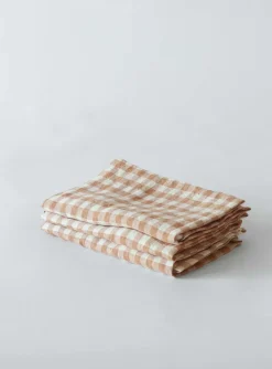Linen & Cotton Napkins^Tell Me More Gingham checkered linen napkin 45x45 cm, Biscuit RedWhite
