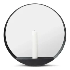 Round Mirrors^Gejst Glim mirror/candlestick Ø28 cm, Black