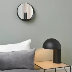 Round Mirrors^Gejst Glim mirror/candlestick Ø28 cm, Black