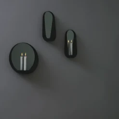 Round Mirrors^Gejst Glim mirror/candlestick Ø28 cm, Black