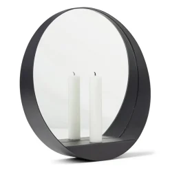 Round Mirrors^Gejst Glim mirror/candlestick Ø28 cm, Black