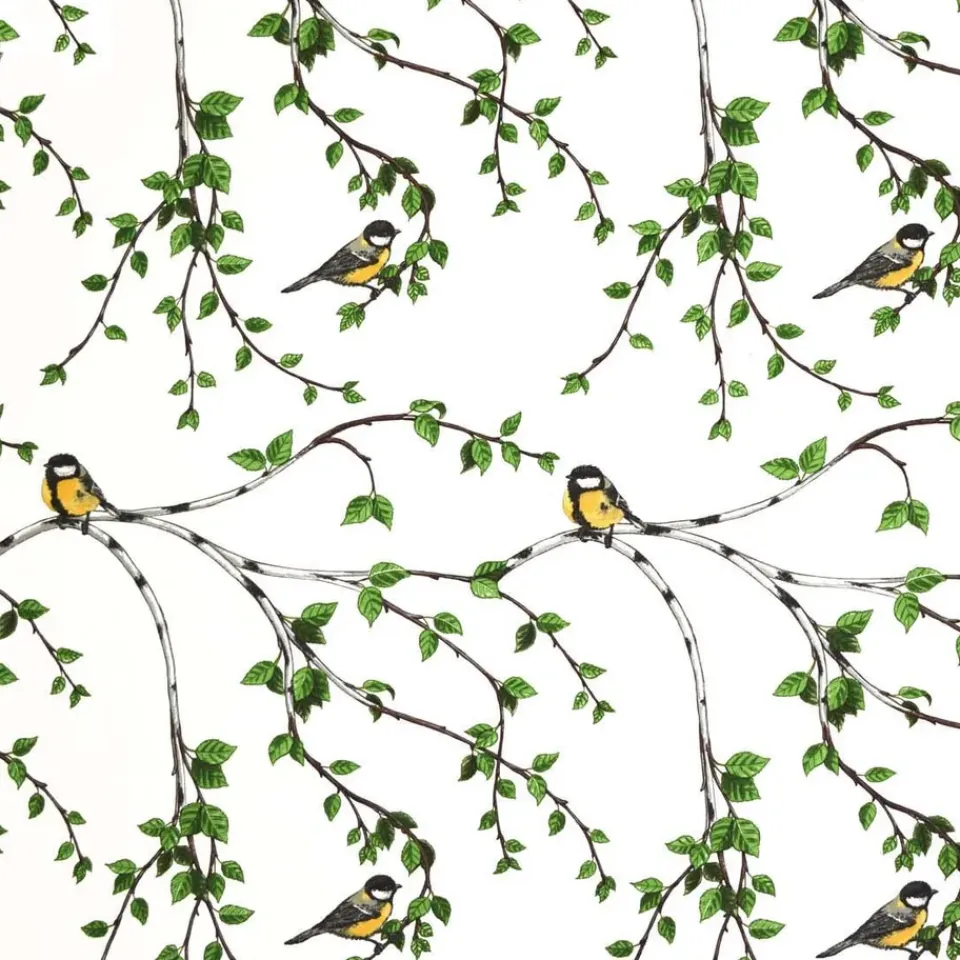Fabric By The Metre|Oilcloths^Arvidssons Textil Gläntan oilcloth, white- Green