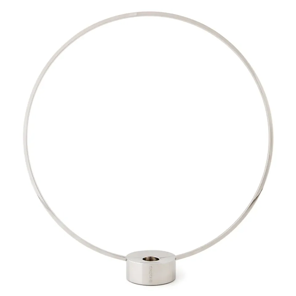 New KLONG Gloria candle holder, small, nickel Silver-coloured