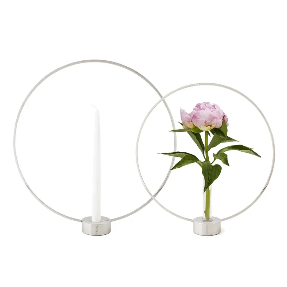 New KLONG Gloria candle holder, small, nickel Silver-coloured