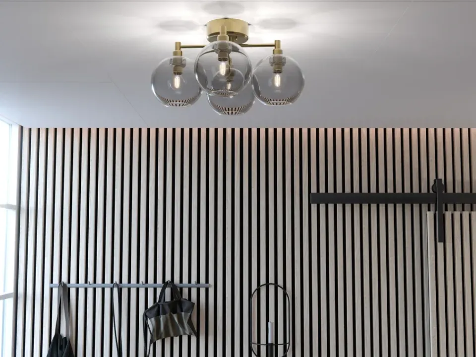 Hot Belid Gloria ceiling lamp, brass-smoke coloured glass Gold-coloured