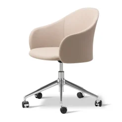 Discount Fredericia Furniture Gomo Armchair armchair swivel base 5-star, Blazer CUZ47 Fairfield-polished aluminium Beige