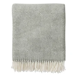Outlet Klippan Yllefabrik Gooseye wool throw 130x200 cm, Green