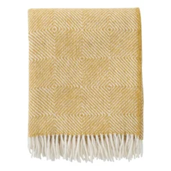 Wool Blankets & Throws^Klippan Yllefabrik Gooseye wool throw 130x200 cm, Yellow