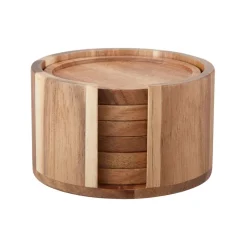 Clearance Dorre Gota coaster Ø10 cm 6-pack, Acacia BeigeBrown