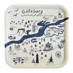 New Fine Little Day Gothenburg tray 32x32 cm, White-Blue WhiteBlue