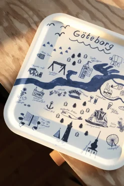 New Fine Little Day Gothenburg tray 32x32 cm, White-Blue WhiteBlue