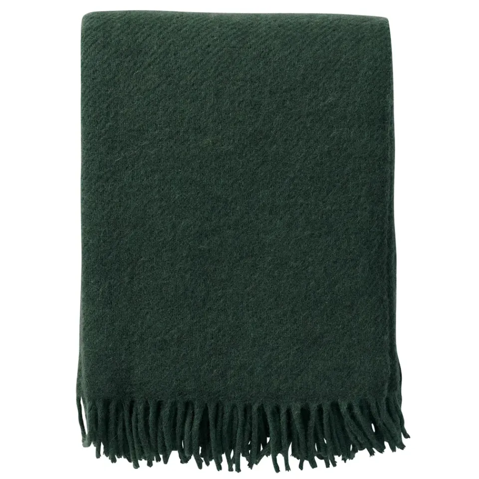 Wool Blankets & Throws^Klippan Yllefabrik Gotland wool throw 130x200 cm, Butelj- Green