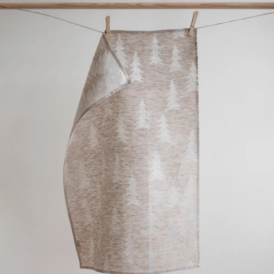 Clearance Fine Little Day Gran tea towel linen, sand Beige
