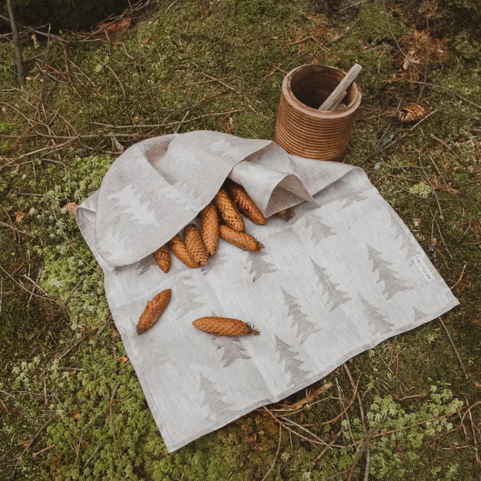 Clearance Fine Little Day Gran tea towel linen, sand Beige