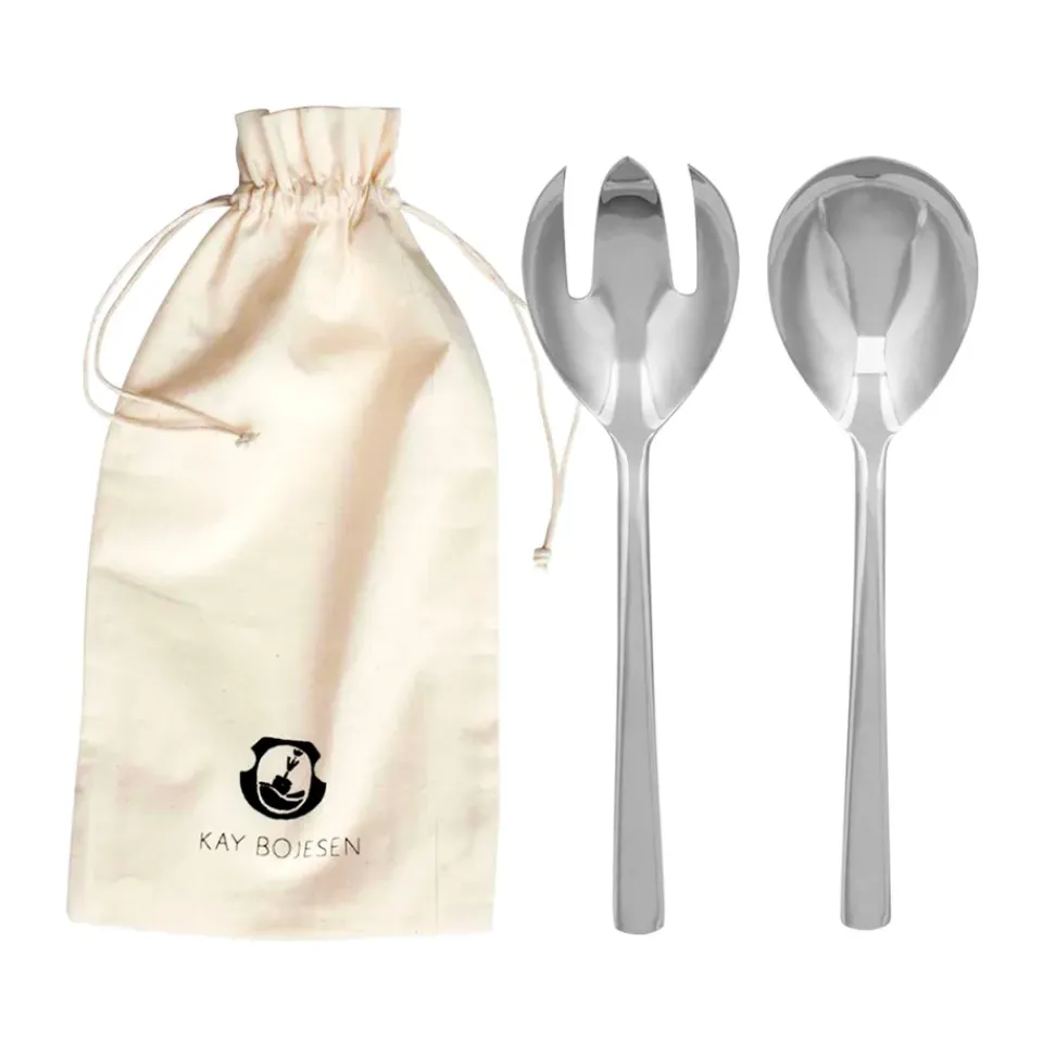 Best Kay Bojesen Grand Prix salad cutlery 18.5 cm 2 pieces, Polished steel Silver-coloured