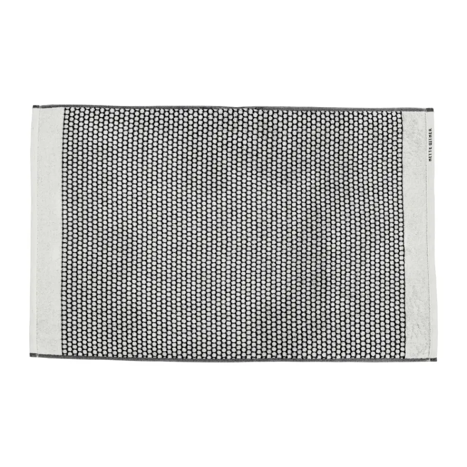 Bath Mats^Mette Ditmer Grid bathroom rug 50x80 cm, Black-off white BlackWhite