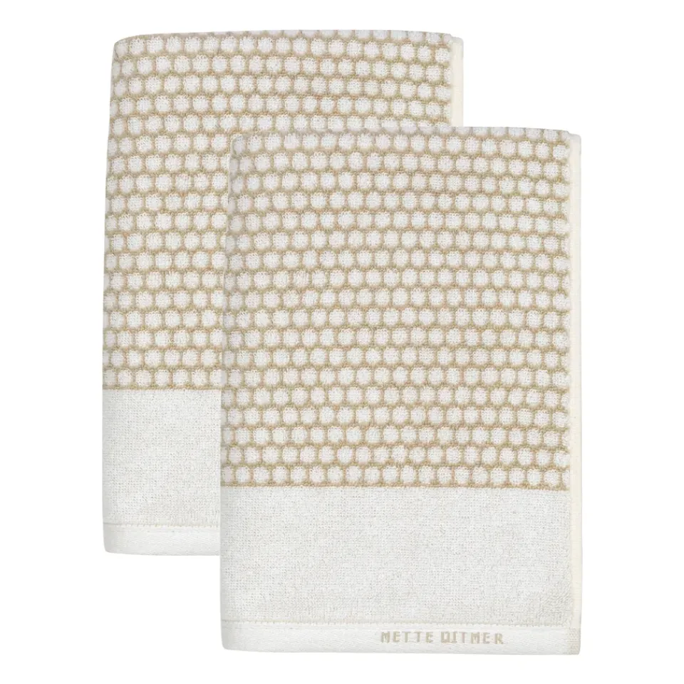 Hot Mette Ditmer Grid guest towel 38x60 cm 2 pack, Sand-off white WhiteBeige