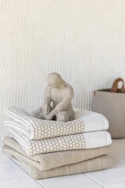 Hot Mette Ditmer Grid guest towel 38x60 cm 2 pack, Sand-off white WhiteBeige