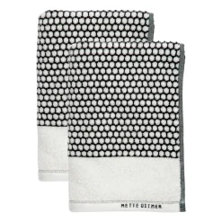Clearance Mette Ditmer Grid guest towel 38x60 cm 2 pack, Black-off white BlackWhite