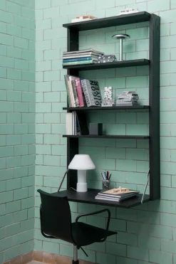 Clearance Massproductions Gridlock - M1-A4-0-D shelf with writing table, stained Ash Black