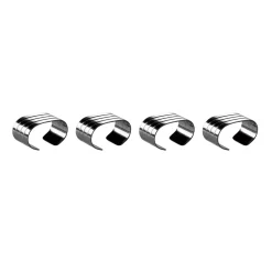 Napkin Rings & Holders^Aida Groovy napkin ring 4-pack, Stainless steel Silver-coloured