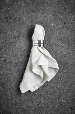 Napkin Rings & Holders^Aida Groovy napkin ring 4-pack, Stainless steel Silver-coloured