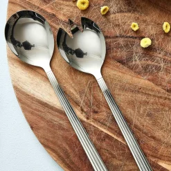 Best Aida Groovy salad set 2 pieces, stainless steel Silver-coloured