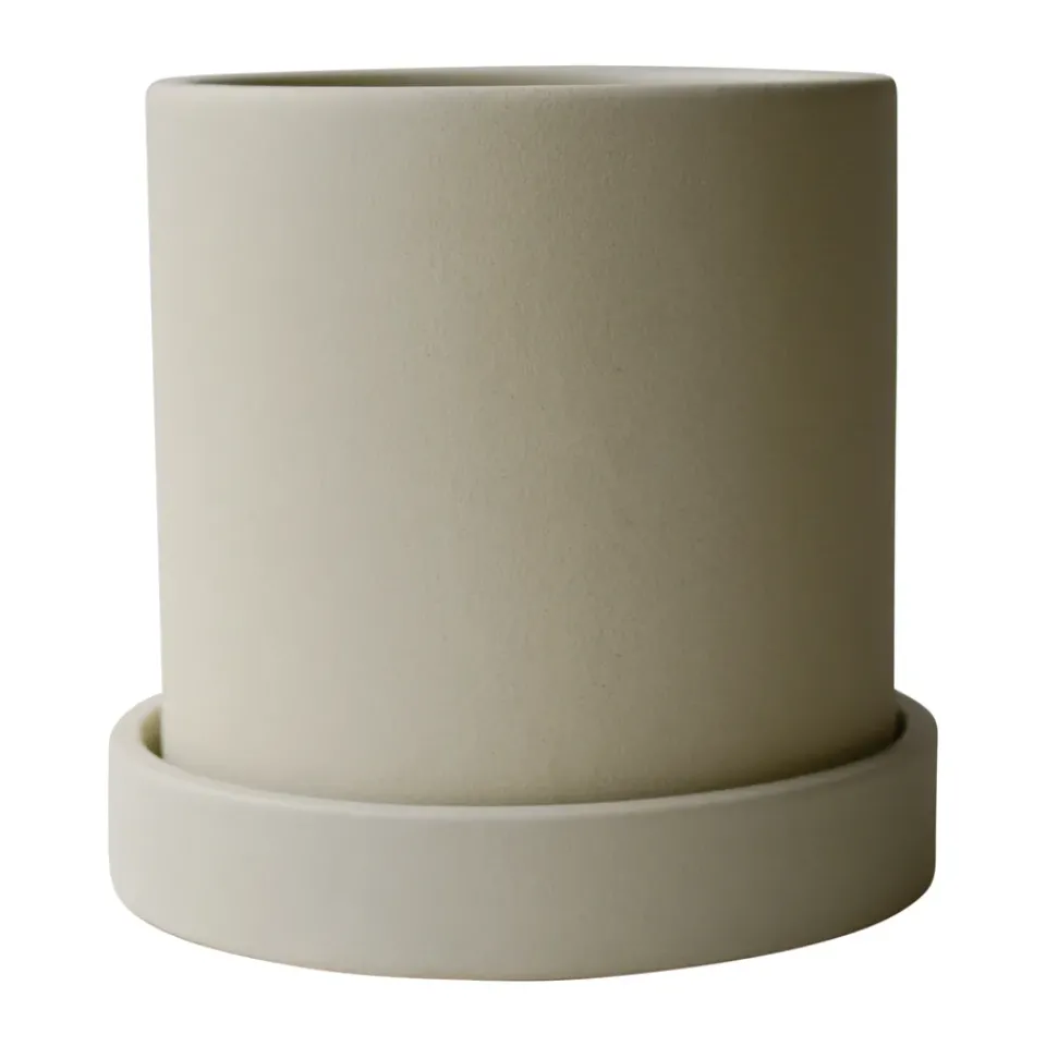 Flower Pots^DBKD Grow pot Ø10 cm with saucer, Sandy creme Beige