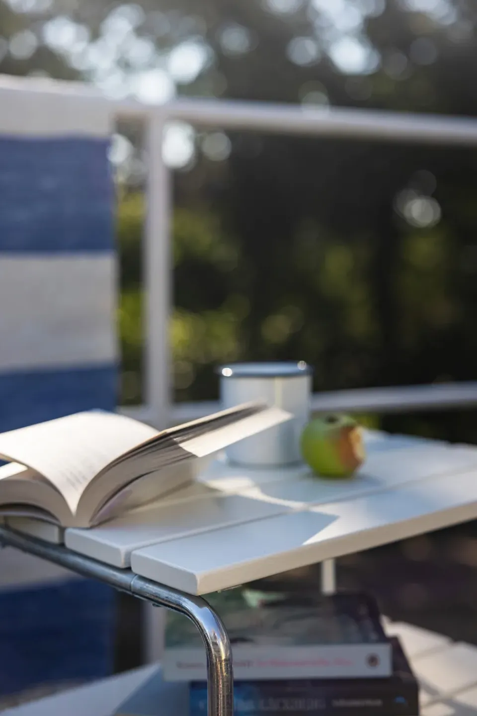 Table For Outdoor Use^Grythyttan Stålmöbler Grythyttan side table, lacquer oak-hot-dip galvanized stand White
