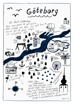 Posters^Fine Little Day Göteborg poster, 50x70 cm BlueBlackWhite