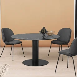 Dining Tables^GUBI 2.0 dining table, Marble . ø110. black stand Green