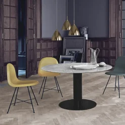 Dining Tables^GUBI 2.0 dining table, Marble . ø110. black stand Green