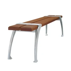 New Byarums bruk Haga bench, Mahogany oil, raw aluminum stand BrownSilver-coloured