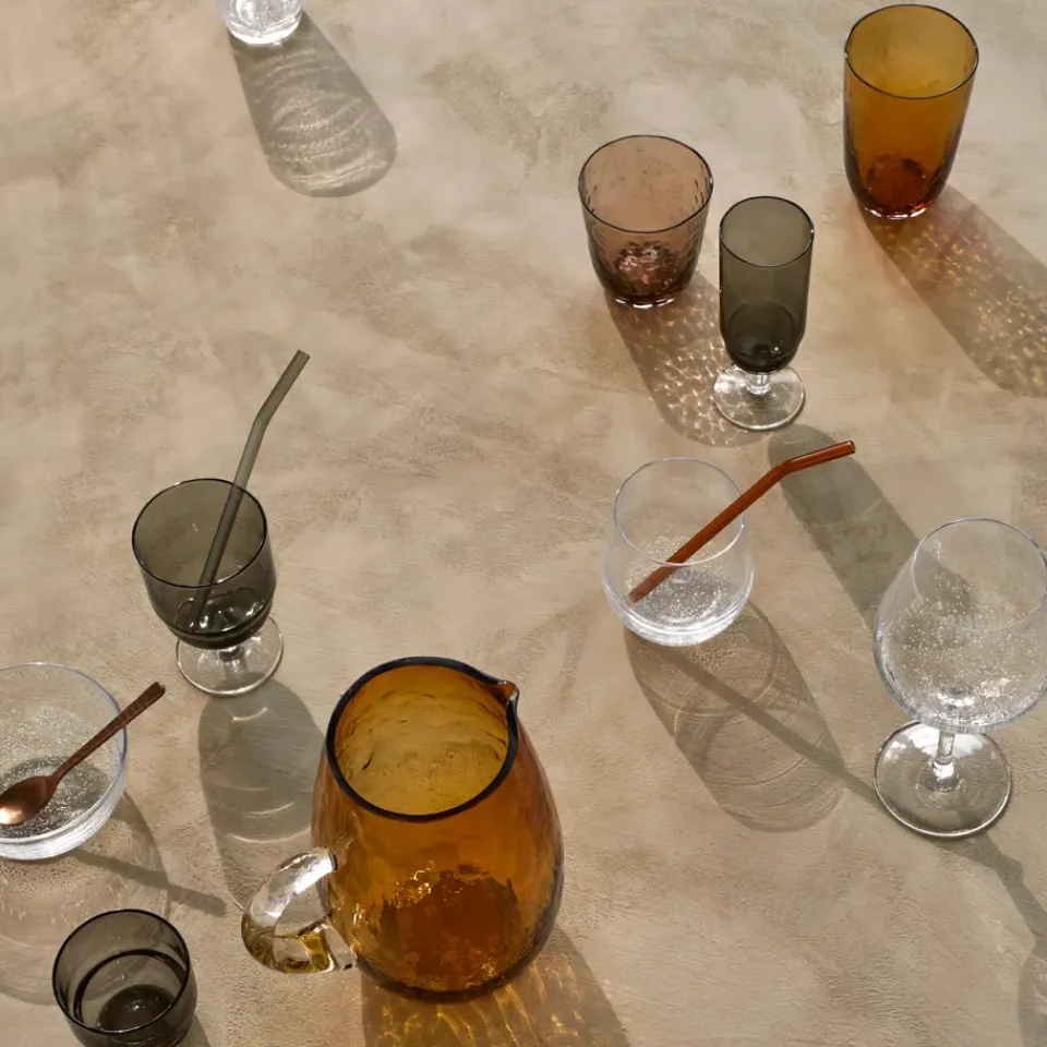Drinking Glasses & Tumblers^Broste Copenhagen Hammered drinking glass 33.5 cl, Brown