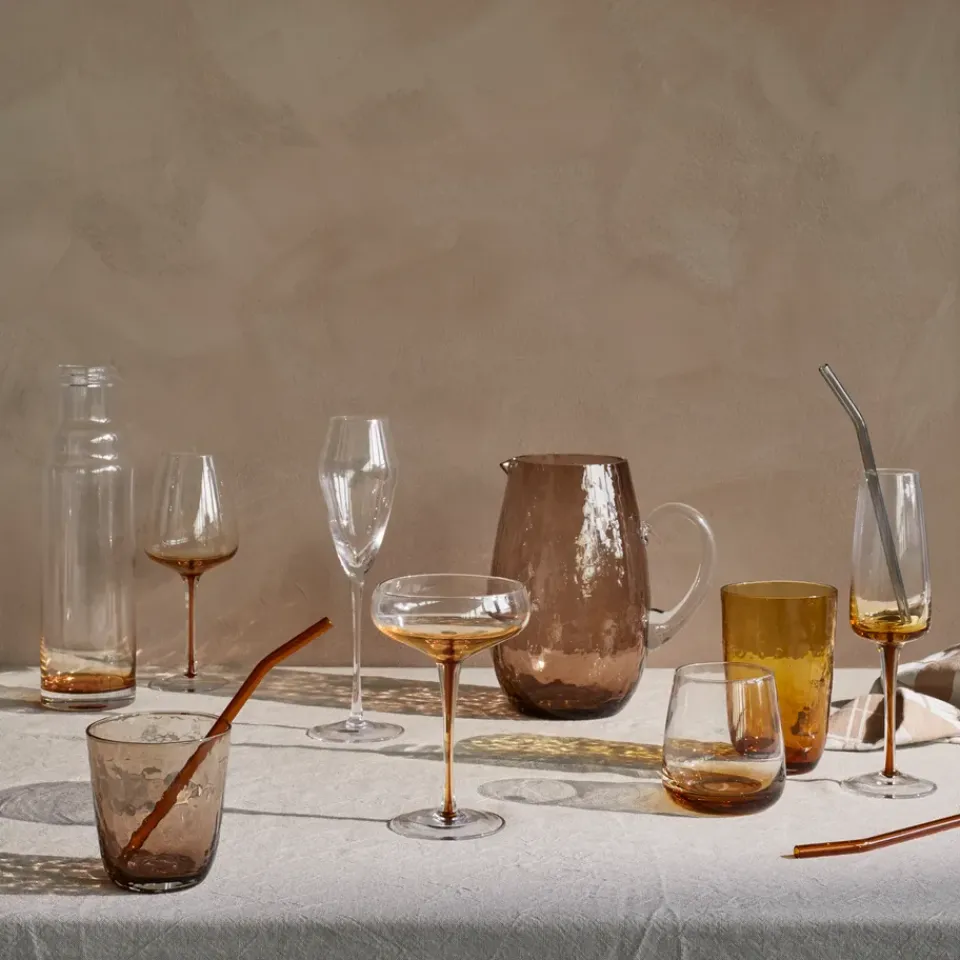 Drinking Glasses & Tumblers^Broste Copenhagen Hammered drinking glass 33.5 cl, Brown