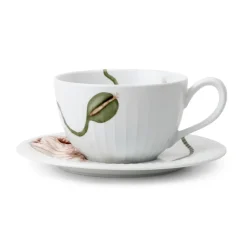 Teacups^Kähler Hammershøi Poppy teacup with saucer 38 cl, White