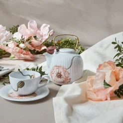Teacups^Kähler Hammershøi Poppy teacup with saucer 38 cl, White