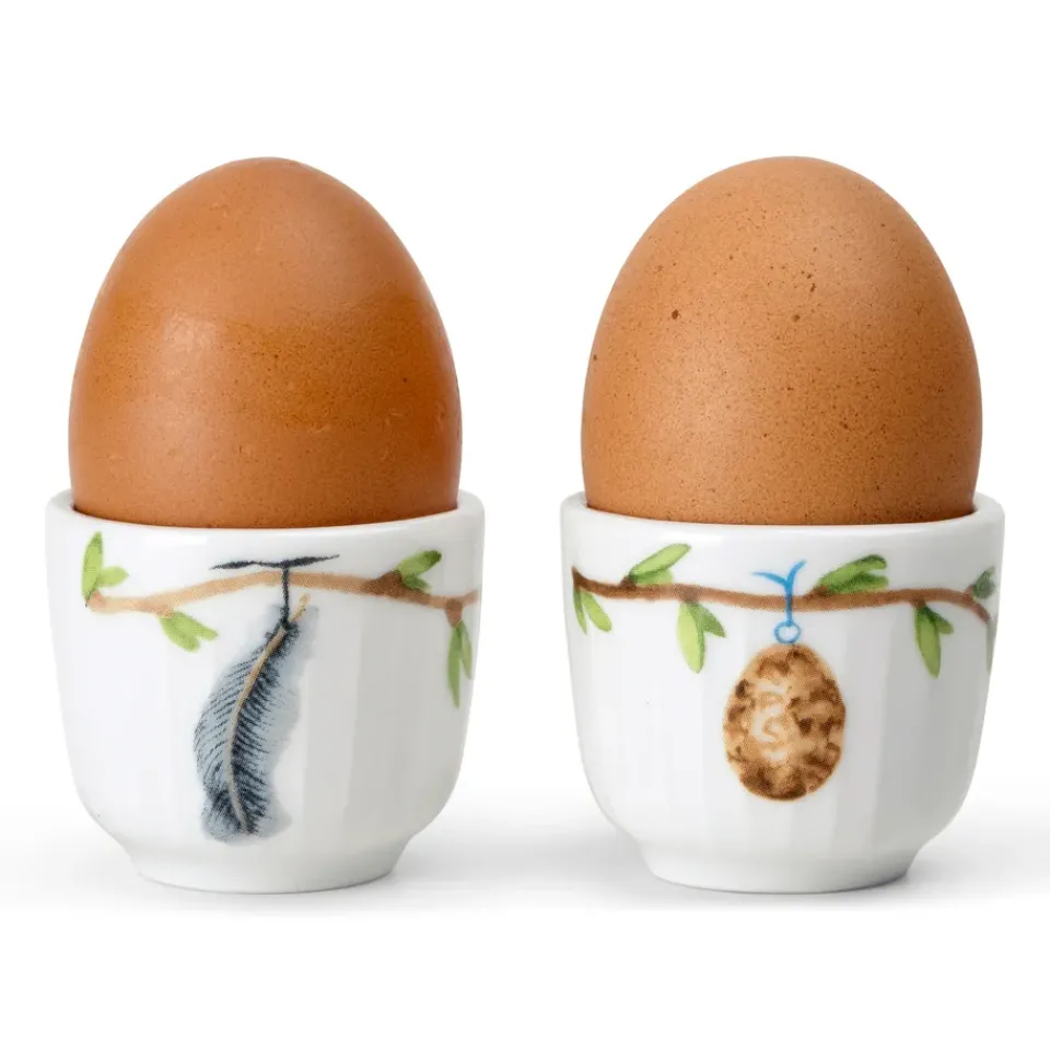 Egg Cups^Kähler Hammershøi Spring egg cup Ø5 cm 2-pack, White