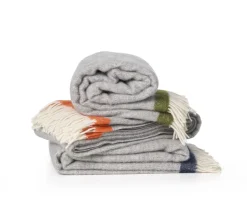 Clearance Klippan Yllefabrik Hampus wool throw 130x200 cm, Grey-avocado GreyGreen