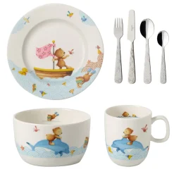 Outlet Villeroy & Boch Happy as a Bear children's dinnerware and cutlery, 7 pieces Multi